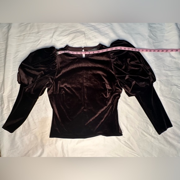 Anthropologie Sunday in Brooklyn Velvet Puff Sleeve Top Purple Romantic Glam Med - Picture 8 of 13
